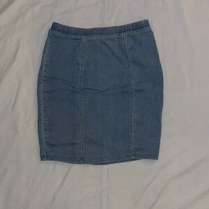 Stretchy Blue Denim Skirt